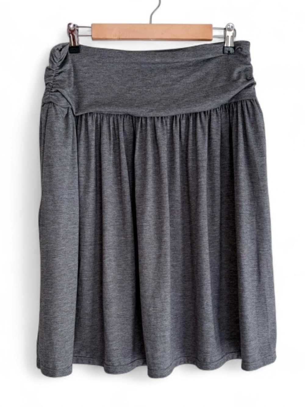 Halara Heather Gray Elastic Waist Full Midi Skirt Size L
